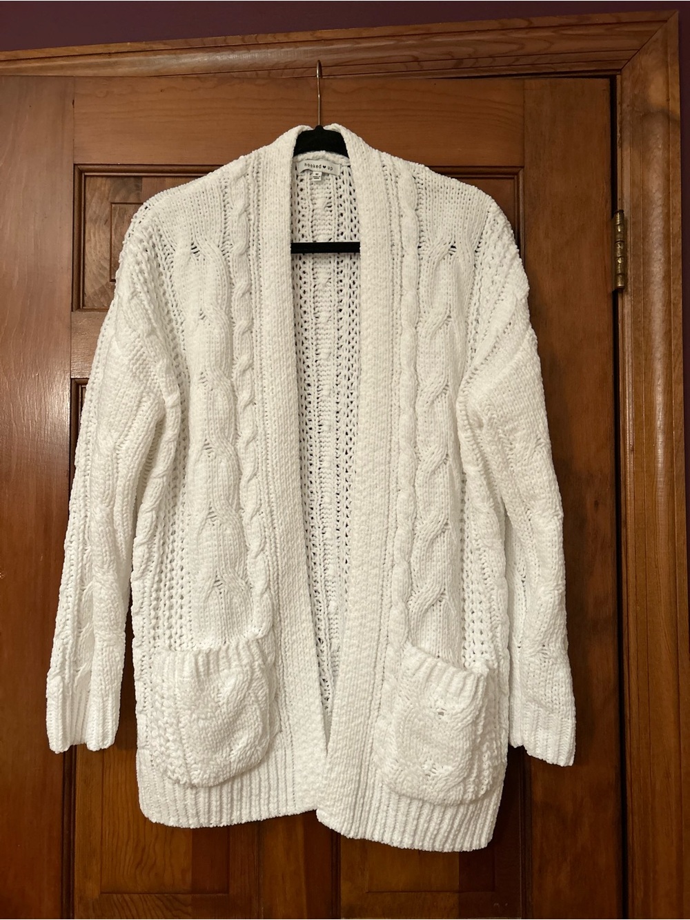 NWOT Hooked Up Soft White Cable Knit Open Front Cardigan